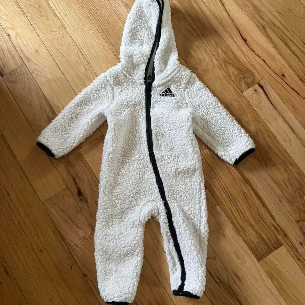 Adidas Baby Sherpa Hooded Bunting Suit 18M White